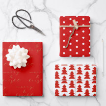 Modern rood kerstcadeaupapier