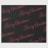 Modern Rood Kerstmis Zwart Cadeaupapier (Vlak)