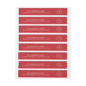 Modern rood kerstmonogram adres (Vel)