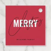 Modern rood kerstscript bedankjes labels (Achterkant)