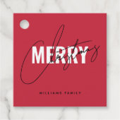 Modern rood kerstscript bedankjes labels (Voorkant)