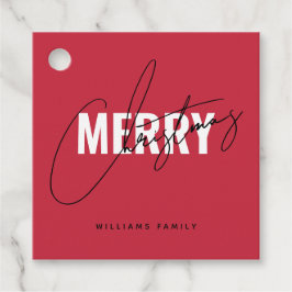 Modern rood kerstscript bedankjes labels