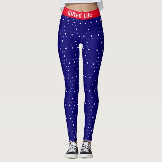 Modern Rood, Koningsblauw & Wit Leggings (Voorkant)