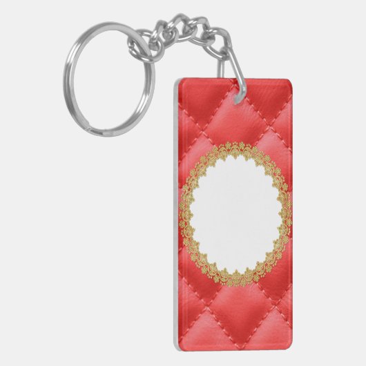 Modern rood lederen patroon sleutelhanger (Voorkant Links)