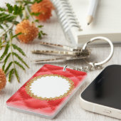 Modern rood lederen patroon sleutelhanger (Voorkant Rechts)