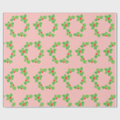 Modern rood lef groen pastel licht roze Kerstmis Cadeaupapier (Vlak)