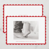 Modern ROOD LIJST begroeting kleur foto lijst Feestdagenkaart (Voorkant / Achterkant)