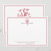 Modern rood Lijst - Flowers & Hope gepersonaliseer Notitiekaartje (Voorkant / Achterkant)