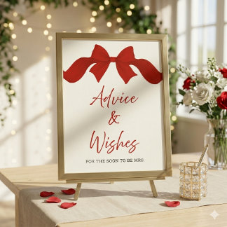 Modern rood lint bruiloft cadeau advies & wensen b poster