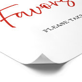 Modern Rood Lint Favorieten Bruiloftsborrel Bord Poster (Hoek)