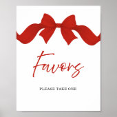Modern Rood Lint Favorieten Bruiloftsborrel Bord Poster (Voorkant)
