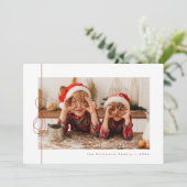 Modern rood lint kerstfoto vakantie Kaart (Staand voorkant)