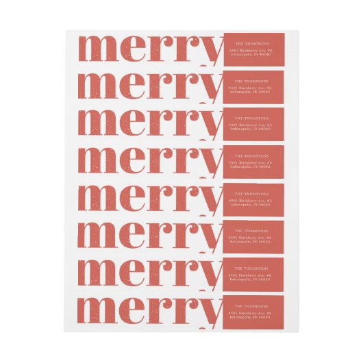 Modern rood Merry Bold Typografie Retouradres (Vel)