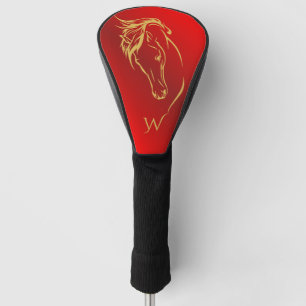 Modern rood metallic paardenhoofd monogram Initiaa Golfheadcover