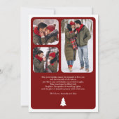 Modern Rood Minimaal 6 Foto Collage Kerstmis Feestdagenkaart (Achterkant)