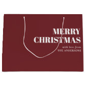 Modern rood Minimal Contemporary Vrolijk Kerstfees Groot Cadeauzakje (Voorkant)