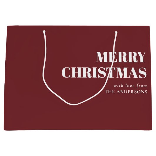 Modern rood Minimal Contemporary Vrolijk Kerstfees Groot Cadeauzakje (Voorkant)