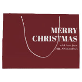 Modern rood Minimal Contemporary Vrolijk Kerstfees Groot Cadeauzakje (Achterkant)