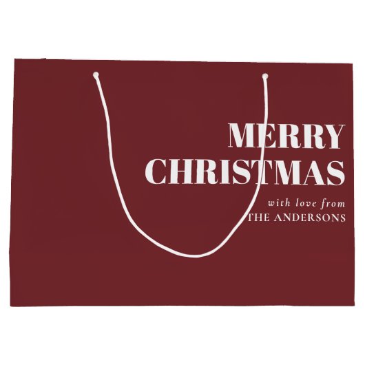 Modern rood Minimal Contemporary Vrolijk Kerstfees Groot Cadeauzakje (Achterkant)