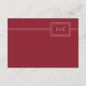 Modern rood Minimal Monogram QR Code Details Informatiekaartje (Achterkant)