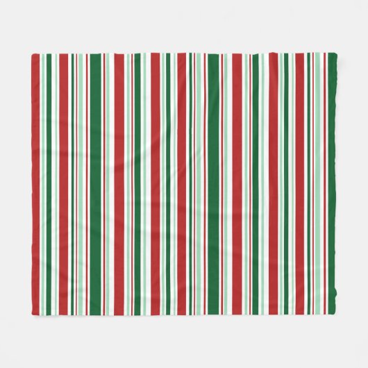 Modern rood, mintgroen, donkergroen, witte strepen fleece deken (Voorkant (Horizontaal))