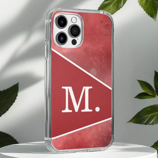 Modern rood monogram Case-Mate iPhone case