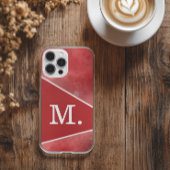 Modern rood monogram Case-Mate iPhone case