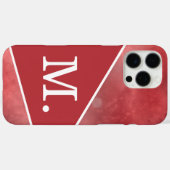 Modern rood monogram Case-Mate iPhone case (Achterkant (horizontaal))