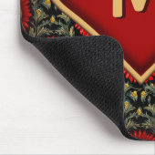 Modern  rood monogram Heart Mousepad Muismat (Hoek)