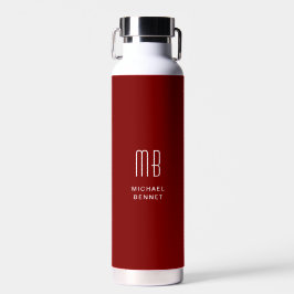 Modern rood monogram waterfles