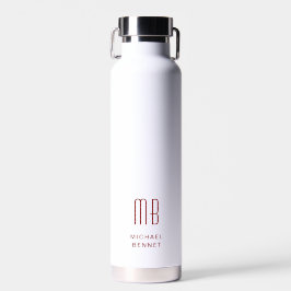 Modern rood monogram waterfles