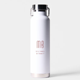 Modern rood monogram waterfles