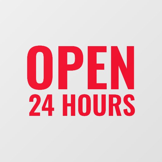 Modern Rood Open 24 Uur Raamfolie Raamsticker (Vel)