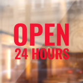 Modern Rood Open 24 Uur Venster Cling Raamsticker (Vel 2)