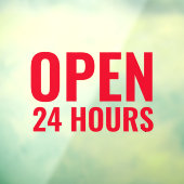 Modern Rood Open 24 Uur Venster Cling Raamsticker (Vel 3)