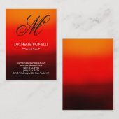 Modern rood oranje script monogram visitekaartje (Voorkant / Achterkant)