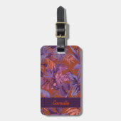 Modern rood Paarse Tropical Leaf Custom Bagagelabe Bagagelabel (Voorkant verticaal)