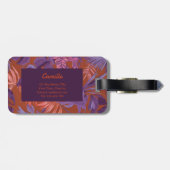 Modern rood Paarse Tropical Leaf Custom Bagagelabe Bagagelabel (Achterkant horizontaal)