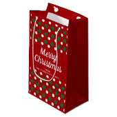 Modern Rood Patroon Prettig Kerstfeest Klein Cadeauzakje (Voorkant Gekanteld)