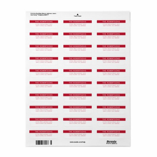 Modern rood retour adres label (Full Sheet)