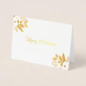 Modern Rood Roze Bloemen Vrolijk Kerstmis Fotokaar Folie Kaarten (Voorkant)