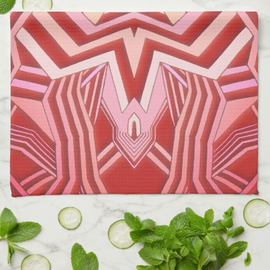 Modern rood roze geometrisch theedoek (Gevouwen)