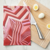 Modern rood roze geometrisch theedoek (Quarter Fold)