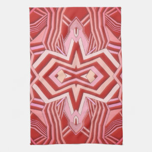 Modern rood roze geometrisch theedoek