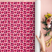 Modern Rood Roze Geometrische Liefde Hart Patroon Cadeaupapier