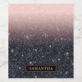 Modern Rood & Roze Glitter Sparkles Naam Wijnlabel Wijn Etiket (Enkel label)