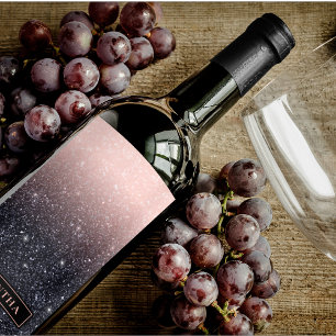 Modern Rood & Roze Glitter Sparkles Naam Wijnlabel Wijn Etiket