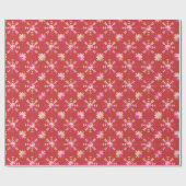 Modern Rood Roze Goud Geometrisch Sneeuwvlokken Pa Cadeaupapier (Vlak)
