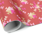 Modern Rood Roze Goud Geometrisch Sneeuwvlokken Pa Cadeaupapier (Rol Hoek)