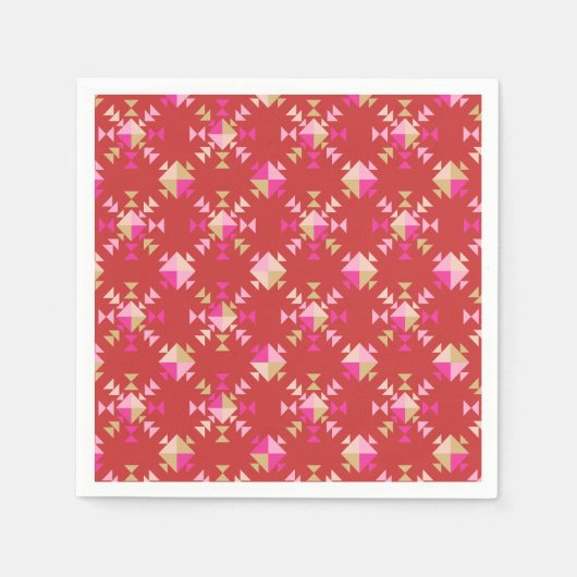 Modern Rood Roze Goud Geometrisch Sneeuwvlokken Pa Servet (Voorkant)
